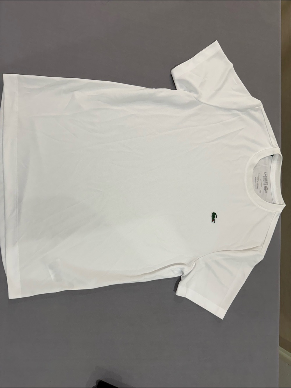 Lacoste White Short Sleeve Crew Neck T-Shirt with Green Crocodile Logo